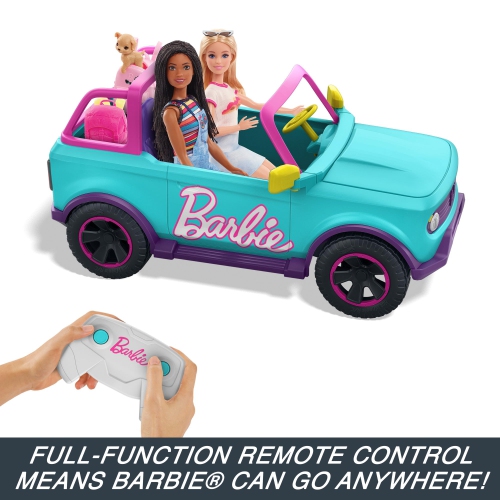 Barbie Hot Wheels RC SUV, Remote-Control Pink Vehicle That Fits 2 Fashion Dolls & Accessories, Includes Kid-Applied Stic