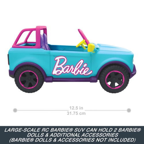 Barbie Hot Wheels RC SUV, Remote-Control Pink Vehicle That Fits 2 Fashion Dolls & Accessories, Includes Kid-Applied Stic