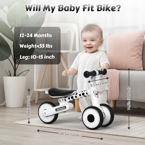 allobebe Baby Balance Bike 1 Year Old, Toddler First Mini Bike for 12-24 Month, Toys and Gifts for 1 Year Old Girls Boys
