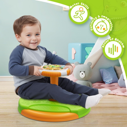 HYES Dinosaur Sit and Spin Toys for Toddlers 3-5, 360