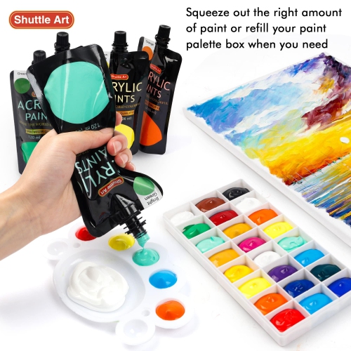 Shuttle Art Acrylic Paint, 18 Colors Acrylic Paint Pouches, Artist Grade Acrylic Paint Set, Rich Pigments