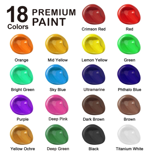 Shuttle Art Acrylic Paint, 18 Colors Acrylic Paint Pouches, Artist Grade Acrylic Paint Set, Rich Pigments