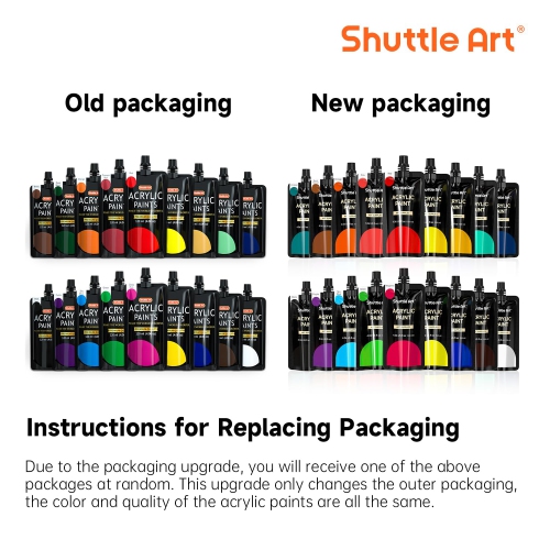 Shuttle Art Acrylic Paint, 18 Colors Acrylic Paint Pouches, Artist Grade Acrylic Paint Set, Rich Pigments