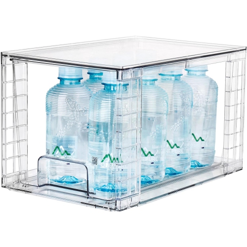 Zero Zoo 4Pack Large Stackable Kitchen Storage Drawers, Clear Foods Organizer Bins with Handles, Easily Assemble for Bat