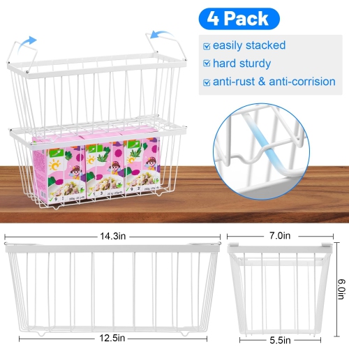 -4 bacs de rangement pour congélateur avec poignée latérale de Wetheny – Organisateur de congélateur-coffre empilable pour 7 pi3 – Congélateur profond