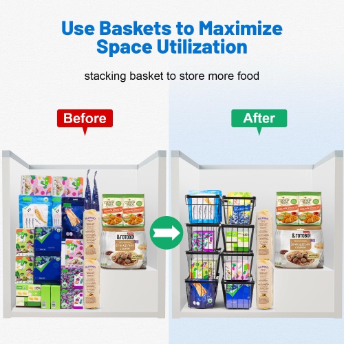 -4 bacs de rangement pour congélateur avec poignée latérale de Wetheny – Organisateur de congélateur-coffre empilable pour 7 pi3 – Congélateur profond