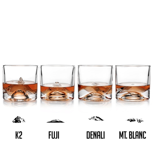 LIITON Heavy Crystal Whiskey Glasses Gift Set, Thick Freezable Bourbon Glass 1lb Each, Premium Whiskey Gifts for Men, Fr