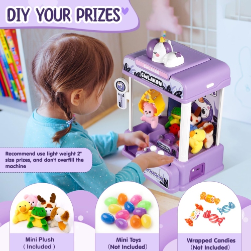 CWLAKON Claw Machine for Kids Adults with Sound, Unicorns Toys for Girls Age 3+, Arcade Games Mini Vending Machine with