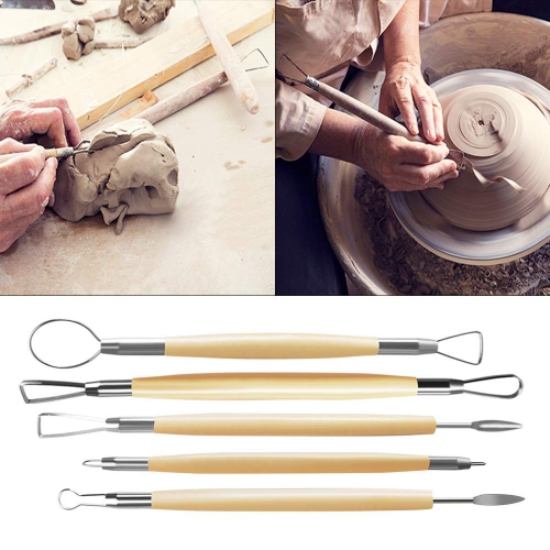 46 Pcs Pottery Tools Clay Sculpting Tool Set with 48 Slots Roll-Up Case, Double Sided Wooden Handle Sculpting Clay Clean