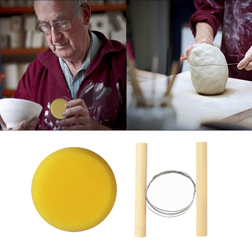 46 Pcs Pottery Tools Clay Sculpting Tool Set with 48 Slots Roll-Up Case, Double Sided Wooden Handle Sculpting Clay Clean