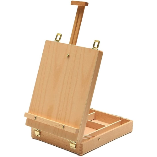 Chevalet de boîte en bois réglable avec boîte de rangement pour peinture pour artiste, étudiant et débutant, LSS