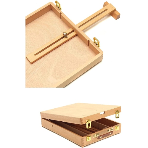 Chevalet de boîte en bois réglable avec boîte de rangement pour peinture pour artiste, étudiant et débutant, LSS