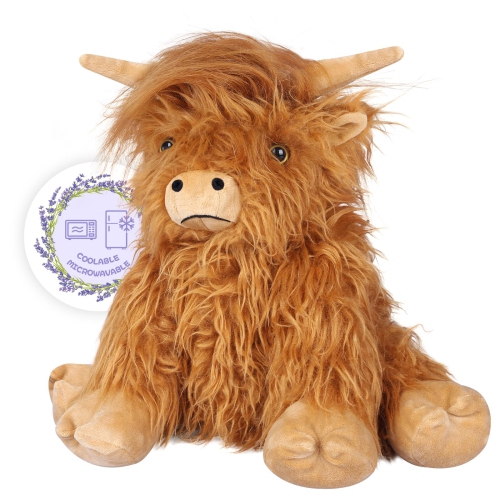 SuzziPals Highland Cow Stuffed Animals, Microwavable Stuffed Animals Heating Pad for Cramps & Pain, Lavender Scented Hig