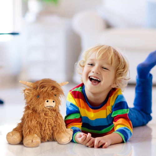 SuzziPals Highland Cow Stuffed Animals, Microwavable Stuffed Animals Heating Pad for Cramps & Pain, Lavender Scented Hig