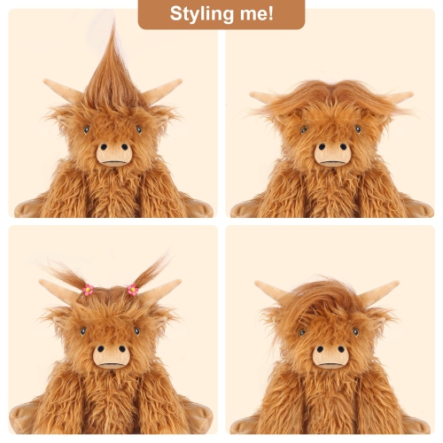 SuzziPals Highland Cow Stuffed Animals, Microwavable Stuffed Animals Heating Pad for Cramps & Pain, Lavender Scented Hig