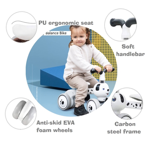 Baby Balance Bike for 1 Year Old, 4-Wheel Toddler Ride-on Toy, First Birthday Gift for Boys and Girls, 12-24 Months Bala
