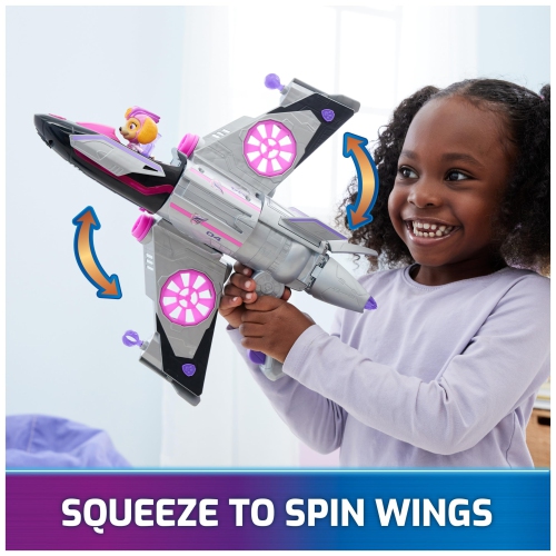 PAW Patrol: The Mighty Movie, Transforming Rescue Jet with Skye Mighty Pups Action Figure, Lights and Sounds, Kids Toys