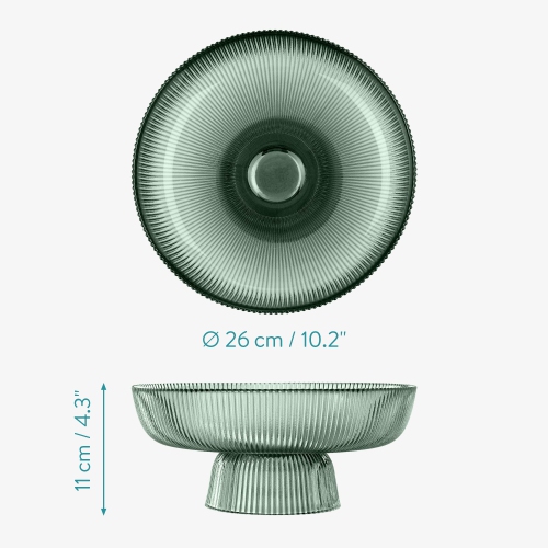 Bol à fruits en verre Navaris - Bol décoratif en verre cannelé pour collations aux fruits - 10 Table centre de table de 2 po de diamètre