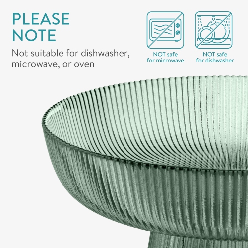 Bol à fruits en verre Navaris - Bol décoratif en verre cannelé pour collations aux fruits - 10 Table centre de table de 2 po de diamètre