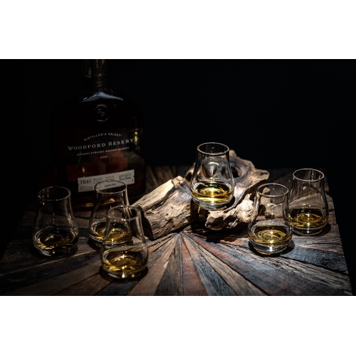 Whiskey, Scotch, Bourbon Tasting Glasses | Set of 6 | Professional 3.5 oz Stemless Tulip Shaped Tasting and Nosing Copit