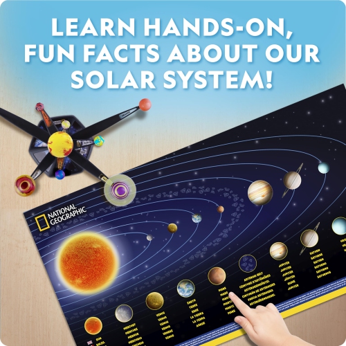 National Geographic Glow-in-The-Dark Solar System Model Kit for Kids - Build & Paint a 3D Planetary Model with Movable A
