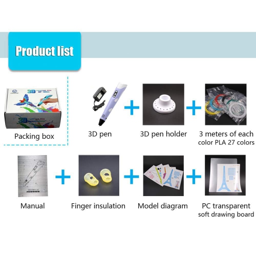 LIHUACHEN 3D Pen with 265 Feet 27 Colors PLA Filament Refills,3D Printing Pen Compatible PLA & ABS,Creativeink Toys,Perf