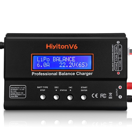 Chargeur de batterie LiPo, chargeur équilibré 1S-6S, batterie lithium-ion NiMH NiCD 1-6S Li-Fe avec doyens Tamiya XT60