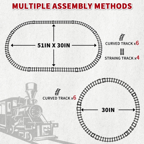 Electric Train Set for Kids, Lucky Doug Battery-Powered Train Toys with Sounds Include Locomotive Engine, 4 Cars and 10
