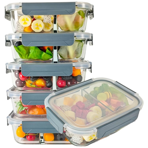 Contenants de cuisine en verre antifuite 36&nbsp;oz d'Amaxe Direct, ensemble de 5, Contai de préparation des repas en verre épais et durable de