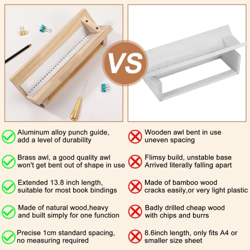 Socle de perforation de reliure avec guide de perçage en aluminium, avec un aube et une règle, ensemble d'outils de poinçonnage Signature pour