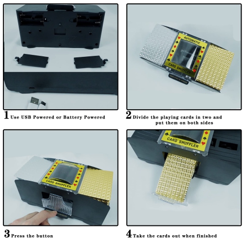 FavorCa 1-6 Decks Automatic Card Shuffler USB/Battery Operated Electric Shuffler for Home Party Poker Blackjack UNO Game