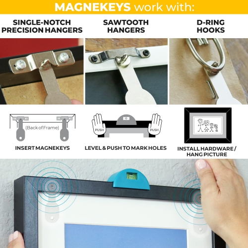 Go Hang It! Pro, The Original All-in-One Picture Hanging and Leveling Kit - Easily Hang Sawtooth/Wire Hangers - includes