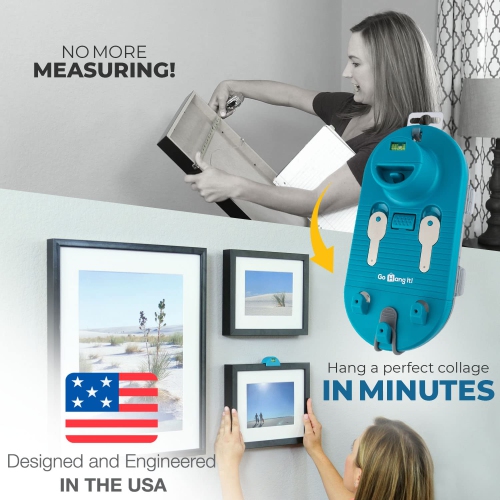 Go Hang It! Pro, The Original All-in-One Picture Hanging and Leveling Kit - Easily Hang Sawtooth/Wire Hangers - includes