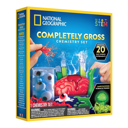 Blue Marble National Geographic Gross Chemistry Set - 20 Gross Science Experiments for Kids, Dissect a Brain, Burst Bloo