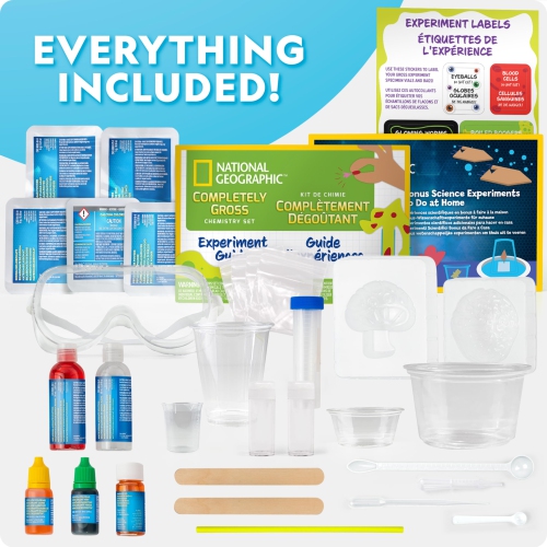 Blue Marble National Geographic Gross Chemistry Set - 20 Gross Science Experiments for Kids, Dissect a Brain, Burst Bloo