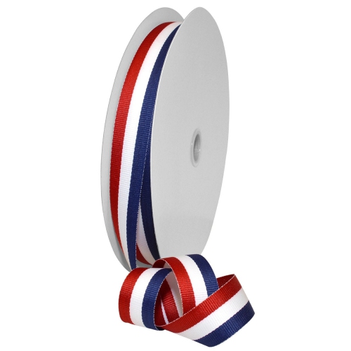 Morex Ribbon 93605/100-914 Striped Grosgrain Ribbon 1" X 100 YD Patriotic Ribbon for Gift Wrapping, Red/White/Blue, 4th