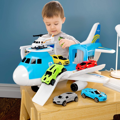 Airplane Toy Set Transport Cargo Plane Play Toy Gift for 3 4 5 6 Years Old Boys Girls Kids,Aircraft Vehicle Toys with 5