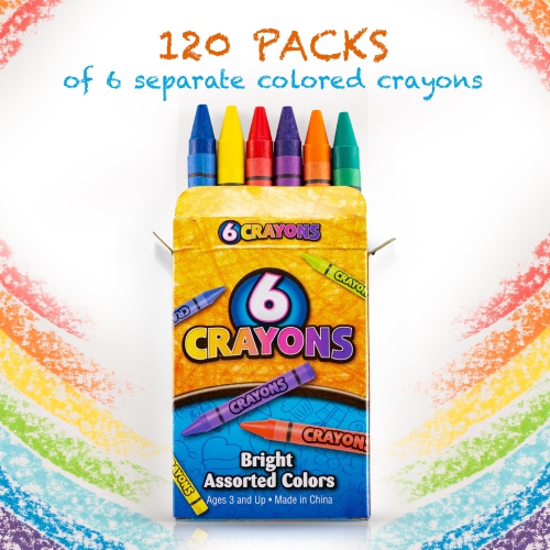 Bedwina Bulk Crayons - Case of 120, 6-Packs Total 720 Crayons Bulk School Supplies for Kids, Toddlers, Teachers, Restaur