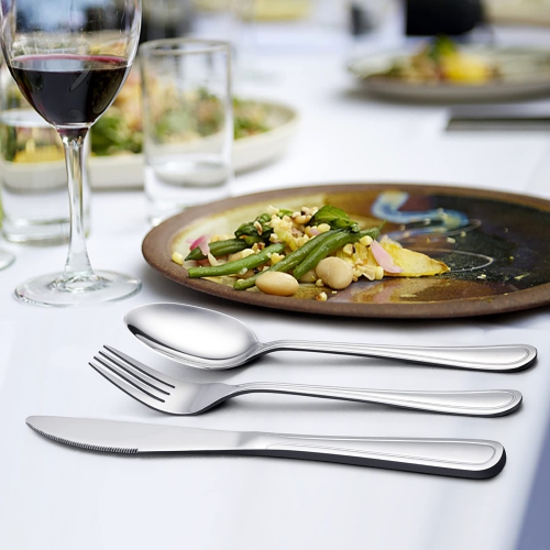 40-Piece Silverware Set, E-far Stainless Steel Modern Flatware Cutlery Set Service for 8, Tableware Includes Dinner Fork