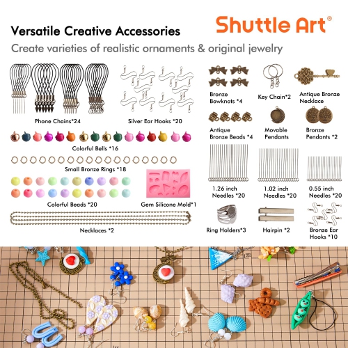 Argile au polymère de Shuttle Art, argile à modeler de cuisson de four à 82 couleurs, trousse d'argile créative avec 19 outils d'argile et 16 types