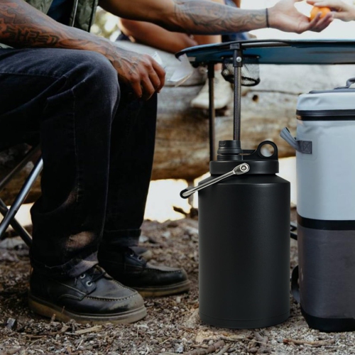 Insulated Jug with Handle, 1 Gallon, 128oz Stainless Steel, Large Double Vacuum Water Bottle for Hot & Cold Drinks, Wide