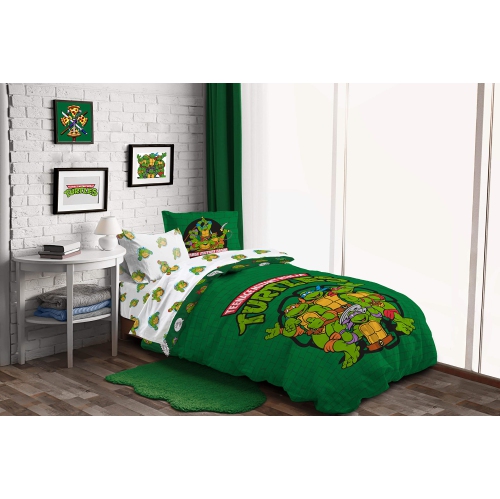 Jay Franco Nickelodeon Teenage Mutant Ninja Turtles Green Bricks 7 Piece Bed Set-Includes Reversible Comforter & Sheet S