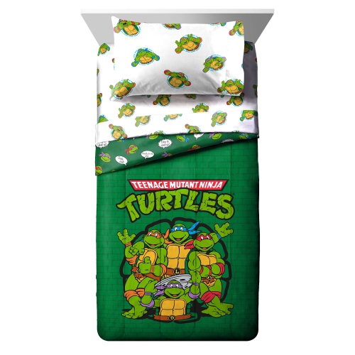 Jay Franco Nickelodeon Teenage Mutant Ninja Turtles Green Bricks 7 Piece Bed Set-Includes Reversible Comforter & Sheet S