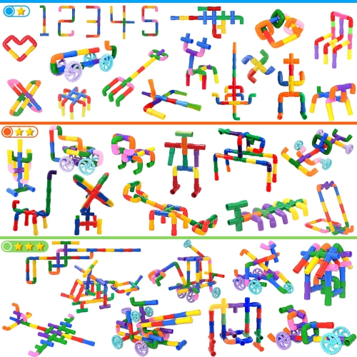 STEM Learning Pipe Tube Toys, Tube Locks Construction Building Blocks 96 Pcs - Multicolor Educational Building Blocks Se