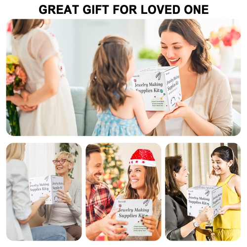 Jewelry Making Kit, 1960 pcs Jewelry Making Supplies Includes Jewelry Beads, Instructions, Findings, Wire for Bracelet,