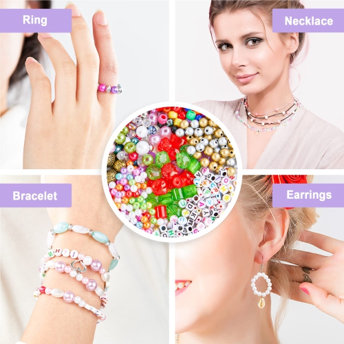 Jewelry Making Kit, 1960 pcs Jewelry Making Supplies Includes Jewelry Beads, Instructions, Findings, Wire for Bracelet,