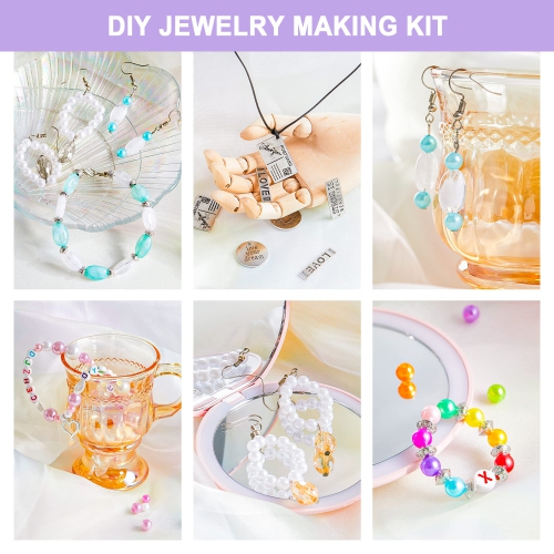 Jewelry Making Kit, 1960 pcs Jewelry Making Supplies Includes Jewelry Beads, Instructions, Findings, Wire for Bracelet,