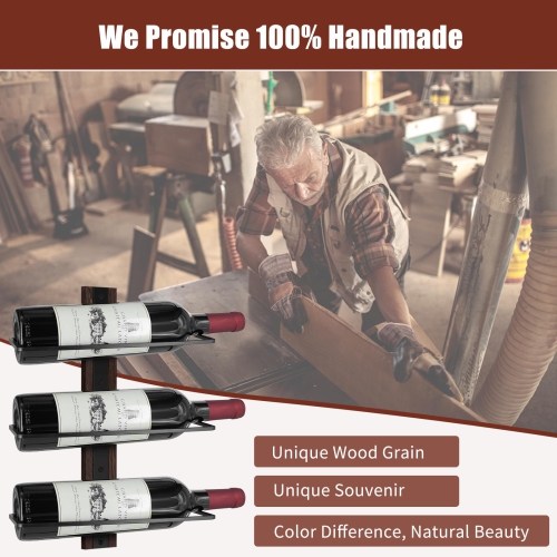 AGJIDSO – Porte-bouteilles mural, 12 bouteilles de vin en bois massif, porte-bouteilles mural, porte-bouteilles mural, Win