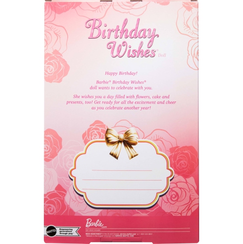 Barbie Signature Birthday Wishes Doll, Collectible Fashion Doll in Satiny, Pink Dress with Wavy Brown Hair and Toyable P