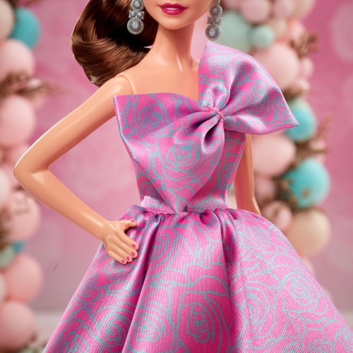 Barbie Signature Birthday Wishes Doll, Collectible Fashion Doll in Satiny, Pink Dress with Wavy Brown Hair and Toyable P